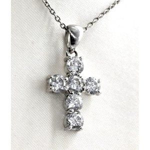 925 STERLING CROSS PENDANT necklace, stunning cz's